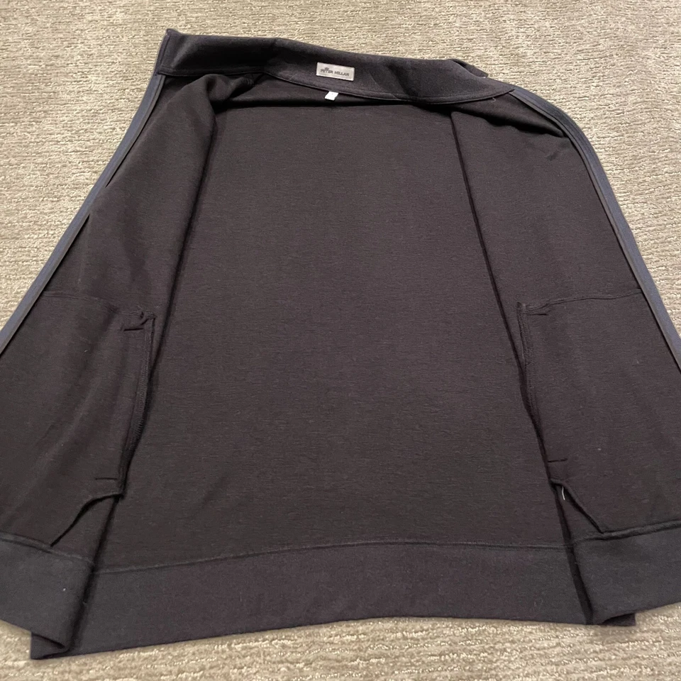 Peter Millar Vest Men Large Black Full Zip Knit Golf Cotton Blend Preppy Sweater - Image 2 of 4