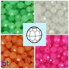 BeadTin Glow 10mm Faceted Round Plastic Craft Beads (225pcs) - Color choice