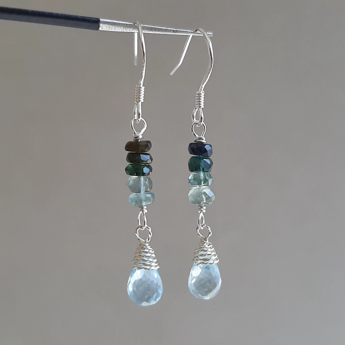 Boucles D'oreilles En Argent 925 Avec Pierres Naturelles Citrine, Péridot Et Prehnite - Dormeuses, Neuf Avec étiquettes Rose-Mimosa