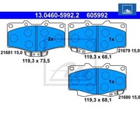 Bremsbelagsatz, Scheibenbremse Ate 13.0460-5992.2 FüR Toyota