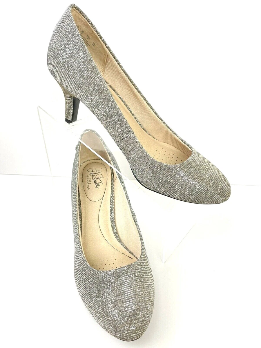 LifeStride Soft Systems 11 Silver Pumps Heels Sparkly Party Closed