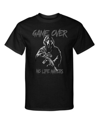 Game Over Ghostface No Life Matters Halloween Horror Killer Graphic Tee Shirt