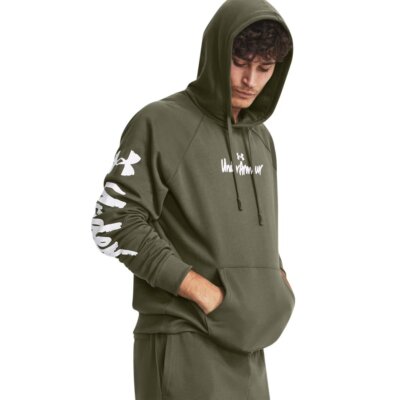 Herren Hoodie Under Armour UA Rival Fleece Graphic Hoody Sweatshirt 1379760-390