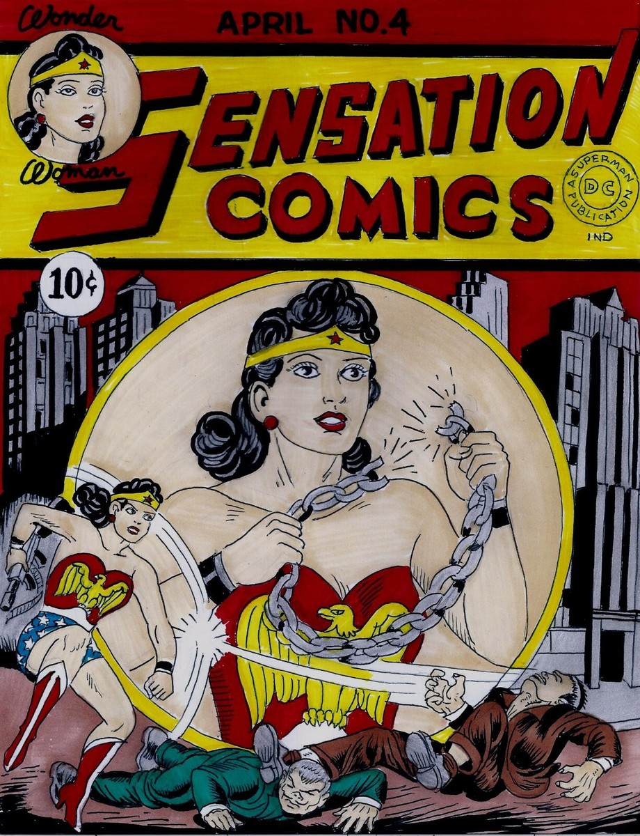 SENSATION COMICS # 4 COVER RECREATION 1942 WONDER WOMAN ORIGINAL