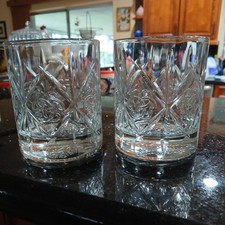 2 Dewars Scotch Whiskey Glasses Embossed Tref...