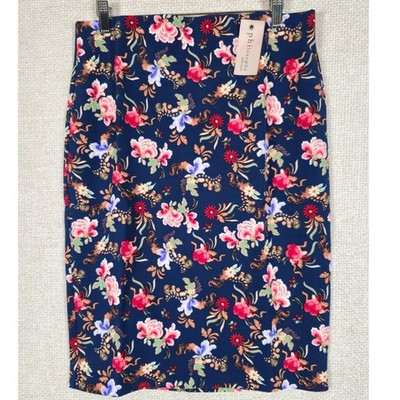 Philosophy Republic Clothing Navy Tapestry Floral Pencil Skirt Size 8 NWT