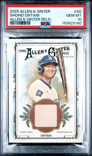 2025 TOPPS ALLEN & GINTER RELICS #AGR-SO SHOHEI OHTANI PSA 10 GEM MINT