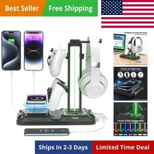 Headphone  Controller Stand with Wireless Charging - Rotatable Headset Stand...
