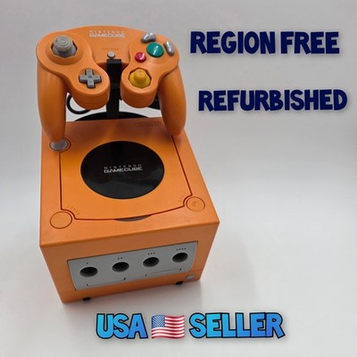 Nintendo GameCube Orange Region Free Mod Play USA or JPN Games+ TESTED US Seller