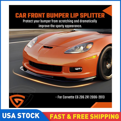 ZR1 Style Front Bumper Splitter For Corvette C6 Z06 2006-2013 Gloss Black