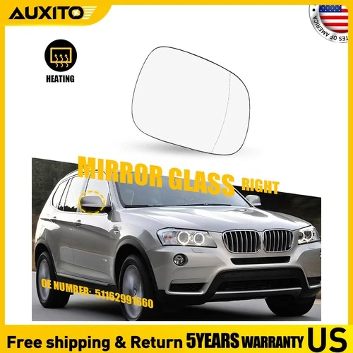 For BMW X3 2010 2011 2012 2013 2014 Passenger Right Side 4 Pin Mirror Glass NEW