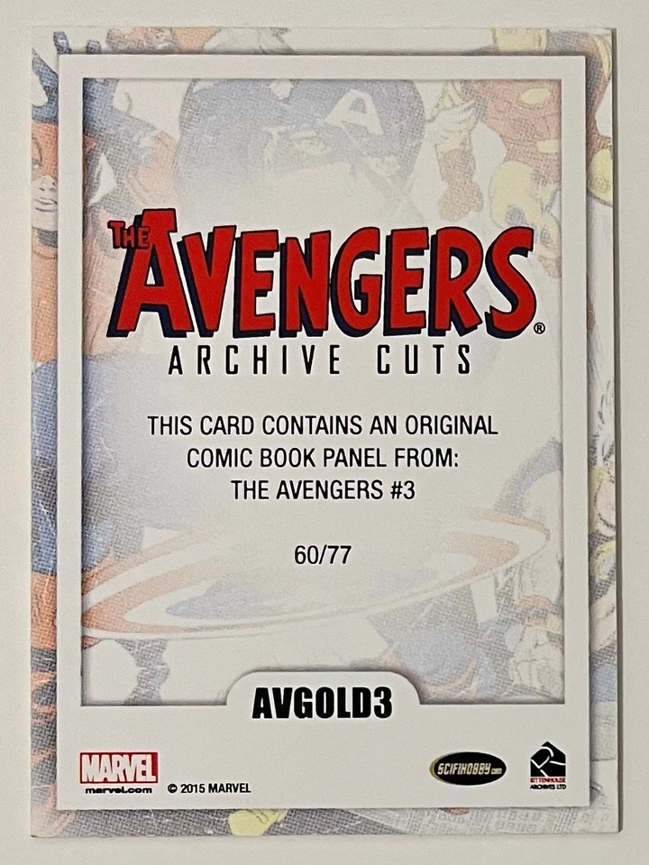 MARVEL COMIC CUT - 2015 - AVENGERS: SA - AVGOLD3 GOLD - 60/77 - IRON MAN - AV #3 - Image 2 of 4