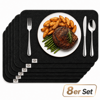 Platzset 8Er Set Tischset Platzmatte Platzdecke Tischmatte Anthrazit Waschbar