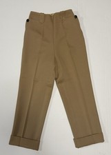 True Vintage 50s 60s H Bar C Pants Tan Side Zip High Rise 0124 A3