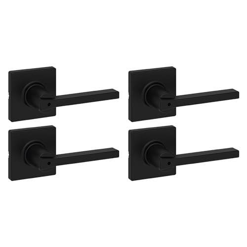 Casey Interior Privacy Door Handle with Lock 4 Pack, Door Lever for Bathroom