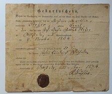 Geburtsschein 1854 Oetzsch/Leipzig   Original...