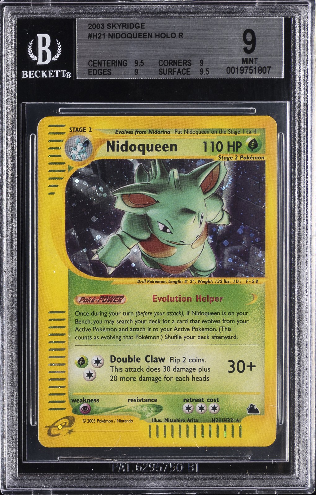 2003 POKÉMON SKYRIDGE HOLO R #H21 NIDOQUEEN BGS 9