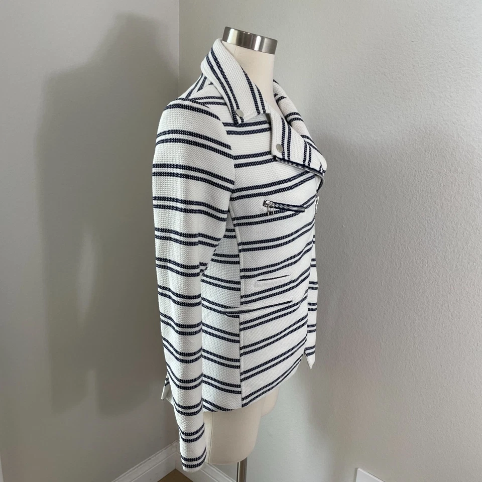 Chaqueta de moto Veronica Beard para mujer 4 rayas Hadley cremallera completa Foto 4 de 4