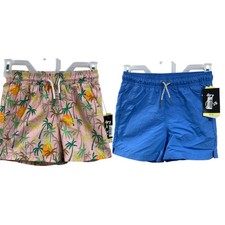 2 New Art Class Boys Medium 8 Lined Blue Pink Tropical UPF 50 Swimming Trunks