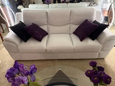 Gorgeous white leather couch set looking for a new home