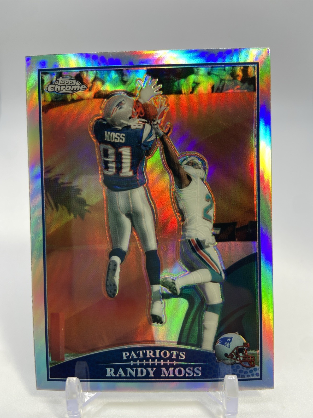 2009 Topps Chrome Randy Moss Refractor Card #TC7 New England Patriots (A)