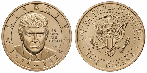 2026 Donald J. Trump P Philadelphia SemiQ $1 Dollar Coin - PRE-ORDER SHIP 9/9