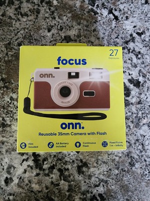 ONN Focus Reusable 35mm Camera w/ Flash 27 Exposures Film Included, New In Box