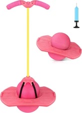 Pogo Jumper with Handle and Ball Pump, High Jump Toy Bounce Jump Trick Board Pog