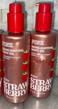 SET OF 2 New Victoria's Secret Pink Juicy strawberry highlighting body oil, 8 OZ
