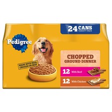 Pedigree Chopped Ground Dinner Chicken  Beef Variety Pack Wet Dog Food, 13.2 Oz