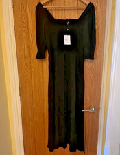 Whistles Black Luna Shirred Bodice Midi Dress in 12 - New with Tags - Cost £139