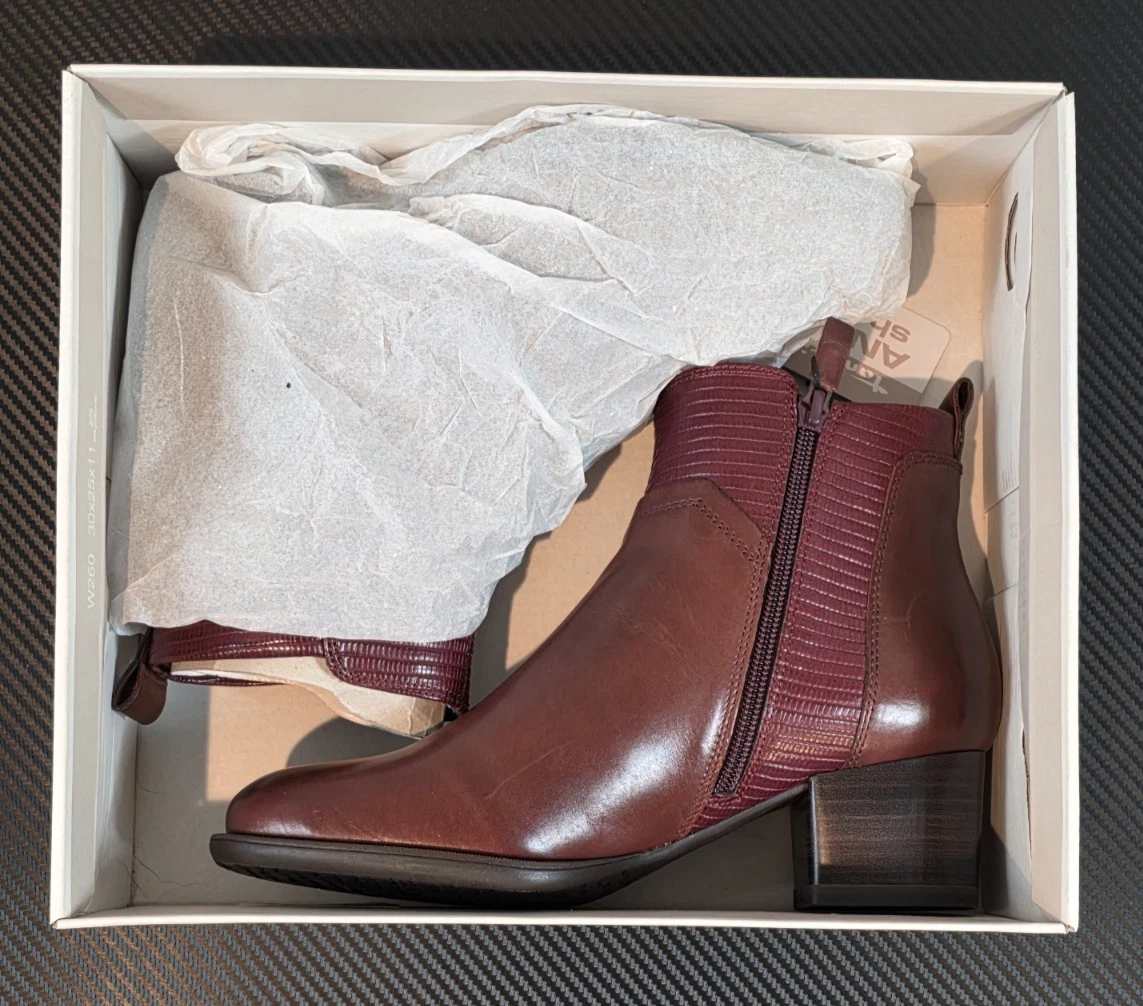 Tamaris Stivaletto Donna Con Tacco A Blocco - Modello 1-25314-45, Effetto Pelle Di Serpente, Tacco 55mm, Plateau 30mm, Cerniera Laterale