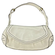 Cole Haan Handbag Village SP06 Purse Satchel Off White Pebbled Leather Small VGC