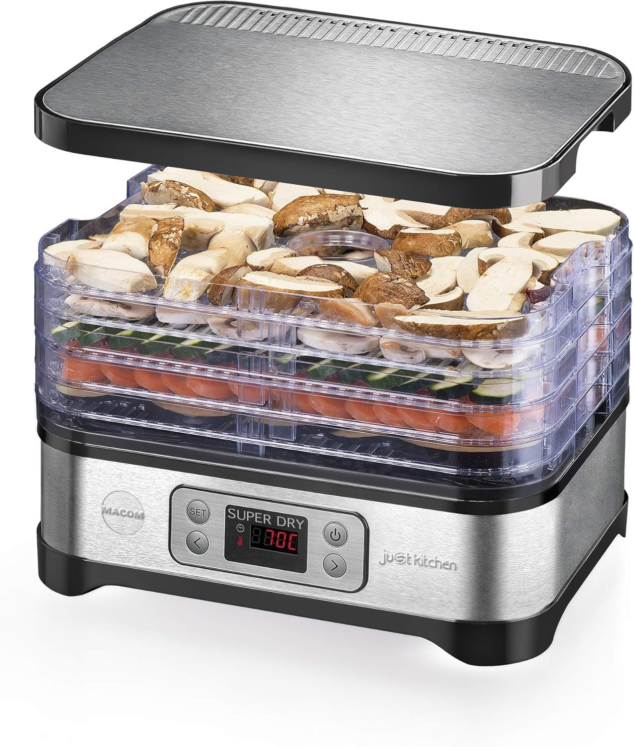 Just Kitchen 871 Super Dry, Essiccatore per Alimenti, Premium Food Dehydrator, L