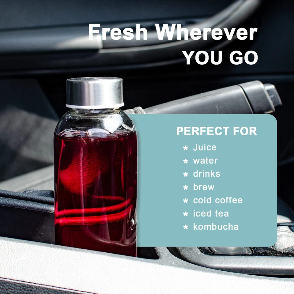 Botellas de vidrio transparente con tapas 18 oz, botellas de agua de vidrio reutilizables con mancha... Foto 3 de 4