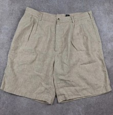 Vintage Doubled Pleated Shorts Mens 36 100 Linen Preppy Casual 90s