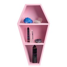 Coffin Shelf - Spooky Gothic Decor for The Home - Pink Hanging Wooden Shelf f...