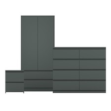 Modern 3 Piece Bedroom Furniture Set Chest of Drawers 2 Door Wardrobe 