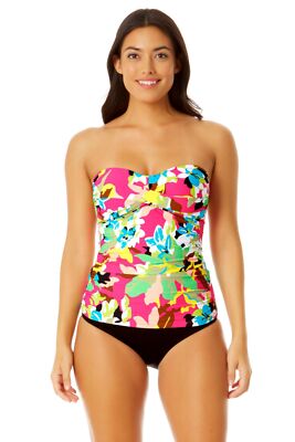 Anne Cole - Women's Twist Front Bandeaukini Swim Tankini Top Swimwear Size  XS