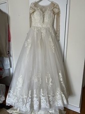 Beautiful Custom Made White Wedding Dress Size 2 Long Sleeve