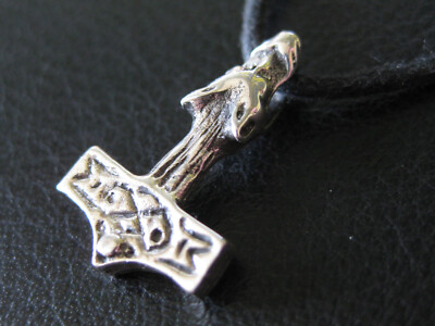 Thors Hammer Wolf 925'er Silber Klein Anhänger Mjölnir Wikinger Hammer  x215