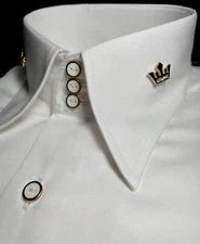 MorCouture White Royal Crown High Collar Shirt