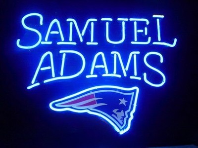 New England Patriots Samuel Adams Beer 20''x16'' Neon Sign Light Lamp Display Club