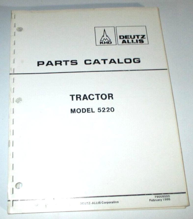 Deutz Allis 5220 Tractor Parts Catalog Manual 79008000 Original 1986 AC