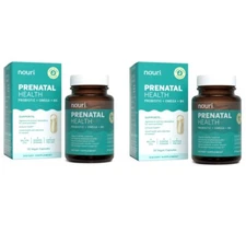 NOURI TWIN PACK! Prenatal Health Probiotics W/Omega's & B6 V-Capsules- NEW!