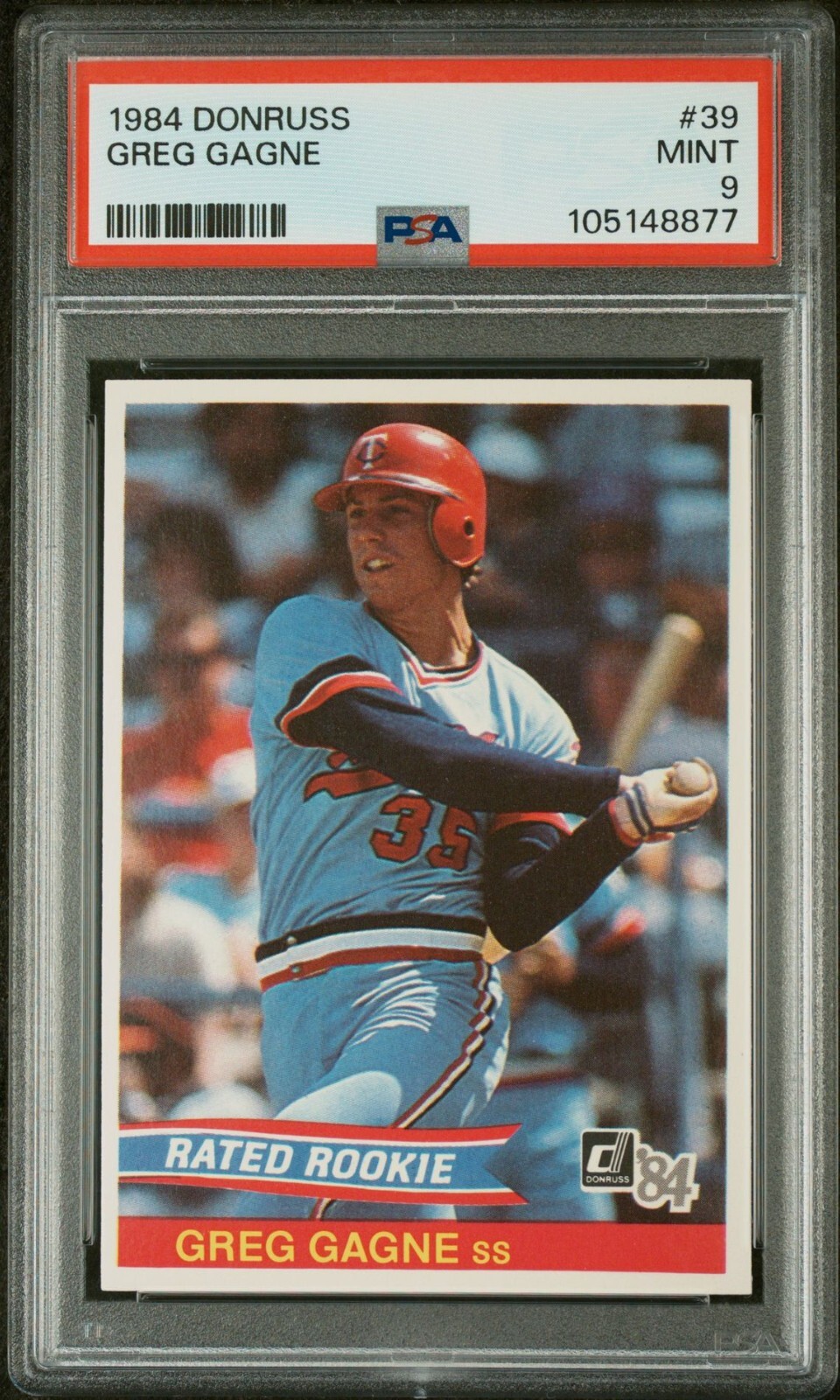 1984 Donruss - Rated Rookie Greg Gagne #39 (RC) PSA 9