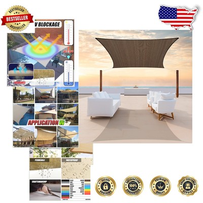 10' x 13' Brown Heavy-Duty Sun Shade Sail - 95% UV Block & Waterproof