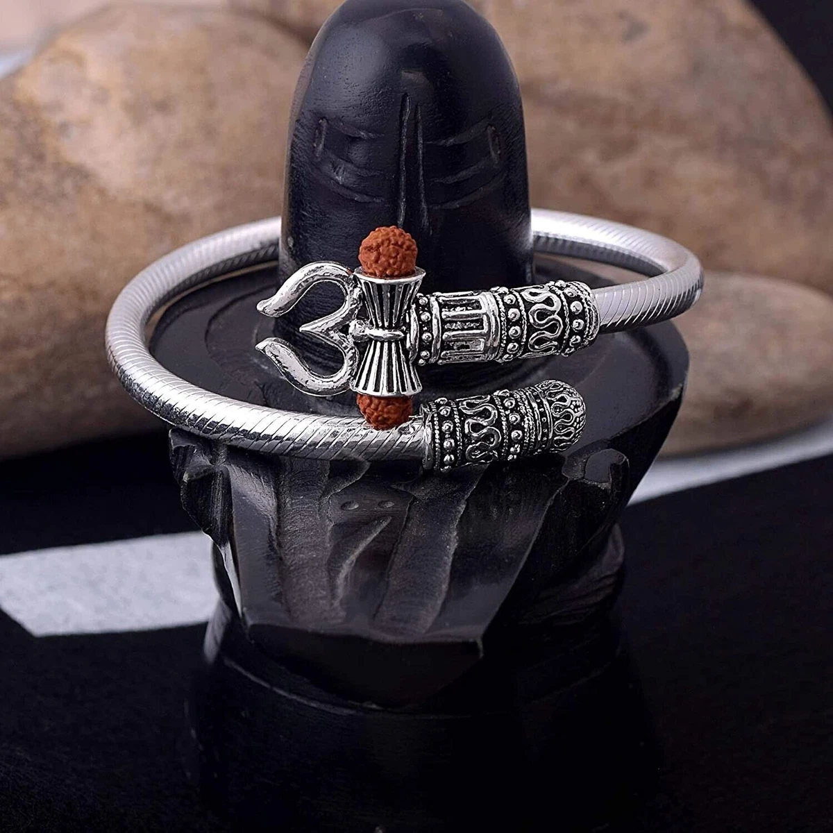 Lord Shiva Shiv Trishul Rudraksha Damroo Bahubali Kada Bracelet