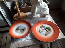 2 ASSIETTES DECORATIVES PORCELAINE DECOR PAYSAGE