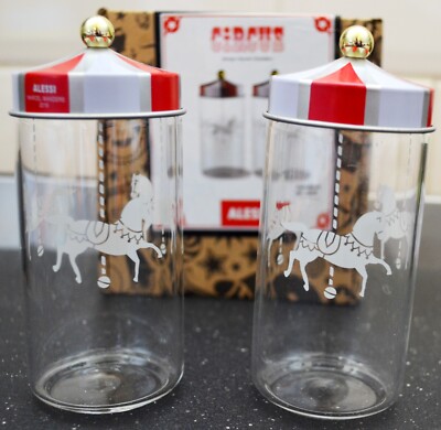 ALESSI CIRCUS MARCEL WANDERS 2019 COLLECTION 2 X GLAS GEWÜRZGLÄSER 14cl LETZTES SET